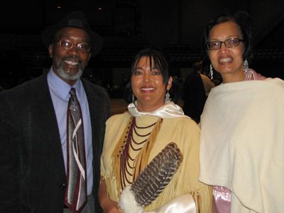 Sonya Smith and Mr. Sam Crawford representing sharing their Indian History