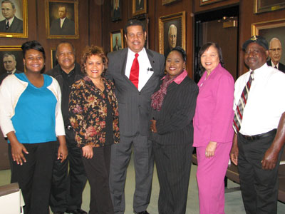 Larry Matthews along with Family and Attendees to the announcement