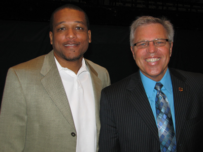 Laurance Keener of the Alfred Saleba Center and Mayor Mike Schmitz