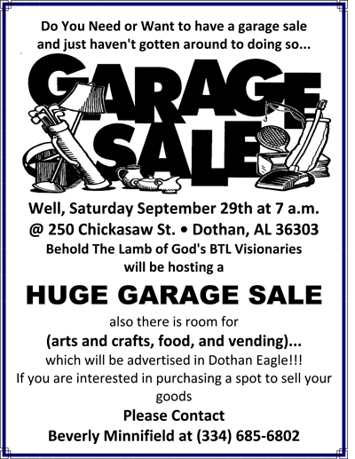 Garage Sale at Behold the Lamb of God