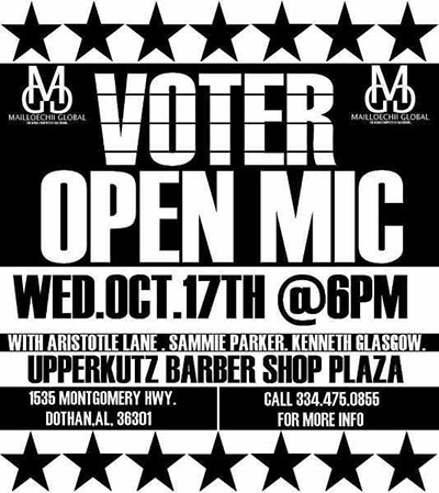 Voter Open Mic at Upper Kutz Barber Shop Plaza