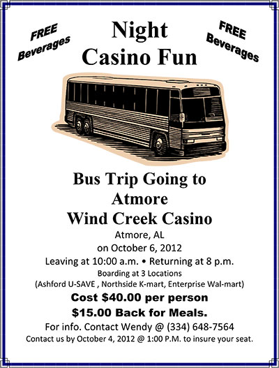 Bus Trip to Atmore Wind Creek Casino