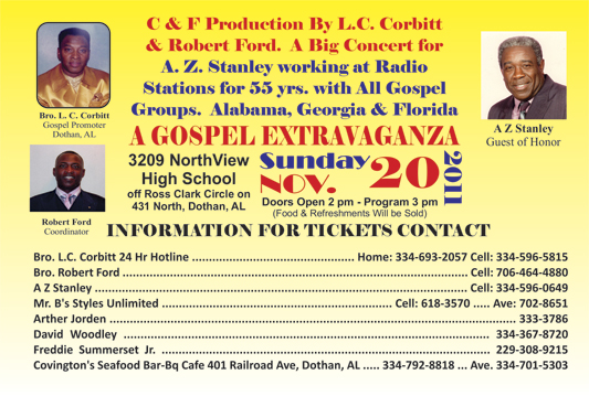 LC Contact information for Gospel Extravaganza